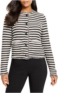 Куртка NIC+ZOE Petite Striped Fringe Mix Femme Knit Jacket, цвет Black Multi
