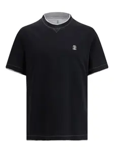 Футболка с вышитым логотипом Brunello Cucinelli, черный