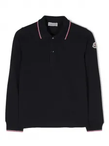 Рубашка поло с нашивкой-логотипом Moncler Enfant, синий