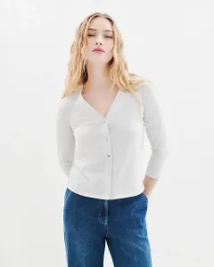 Женский кардиган с длинным рукавом и V-образным вырезом Caroll, белый