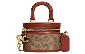 COACH Кожаная цепочка сумка через плечо миниатюрная женская коричневая желтая и рыжая