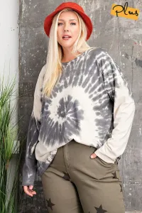 Женская трикотажная блузка большого размера (L) из полиэстера и вискозы с эффектом потертости Truedames