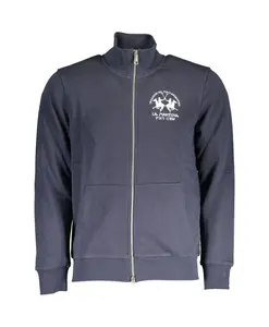 Синий хлопковый мужской свитер с вышивкой La Martina, синий