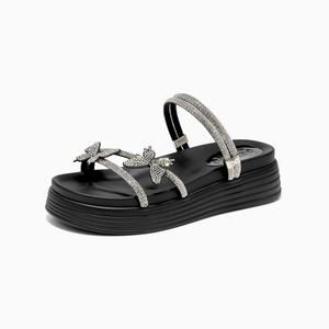 Тапочки-слайды со стразами, противоскользящие, женские GEMEIQ, Black