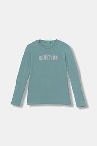 Детская хлопковая кофта с длинным рукавом United Colors Of Benetton, бирюзовый
