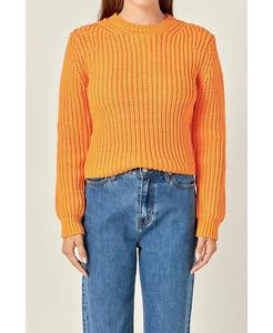 Женский вязаный свитер с круглым вырезом English Factory, оранжевый