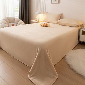 Yalu Простыня 200х230 см из молочного вельвета, флисовая подкладка, утепленная