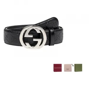 GUCCI Кожаный ремень GG Signature для мужчин черный, Black