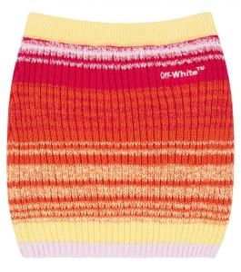 Хлопковая мини-юбка в полоску Off-White, белый