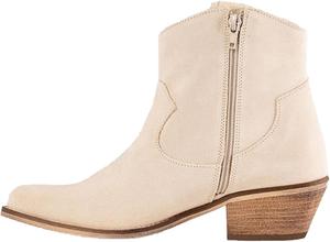 Женские западные ботильоны на шнуровке с боковой молнией, заостренный носок, каблук-блок, винтажный стиль, короткие замшевые ботинки для повседневной носки OAKUMSAS, Beige