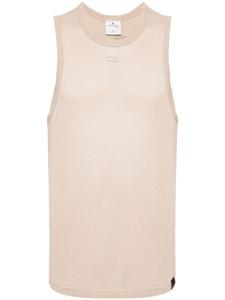 Courrèges сетчатый топ с вышитым логотипом, нейтральный цвет