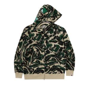 Худи BAPE Marbling Camo Shark Relaxed Fit Full Zip Hoodie, Green