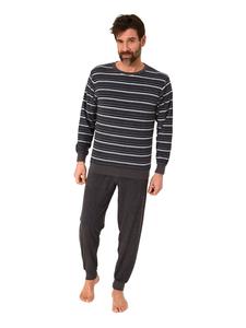 NORMANN Пижама из махровой ткани с длинными рукавами и манжетами, антрацитового цвета