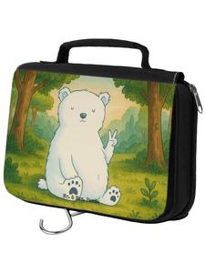 Mr. & Mrs. Panda Косметичка с изображением полярного медведя, лаконичный дизайн, без слогана, белого цвета