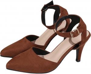 Женские сандалии Ctreela с открытой пяткой и ремешком на щиколотке, каблук-кисет, искусственная замша, элегантный заостренный носок, туфли-лодочки для женщин, Khaki