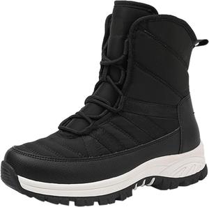 Водонепроницаемые женские ботинки, легкие, для холодной погоды, средней высоты, на застежке, западного типа, с утеплителем, зимние женские ботинки Generic, #B06-Black4