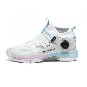 OFF-WIERAH Юнисекс бадминтонные кроссовки мид-топ бело-розовые лунные, цвет White Pink Moon
