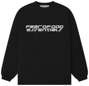 Футболка с длинными рукавами Fear of God Essentials 90-х годов, винтажная, черная