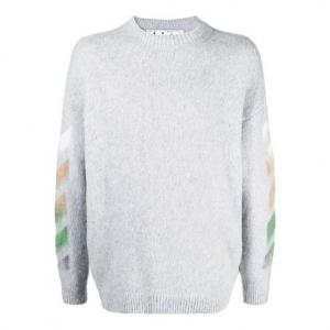 Свитер ss21 logo printing stripe knit gray Off-White, серый