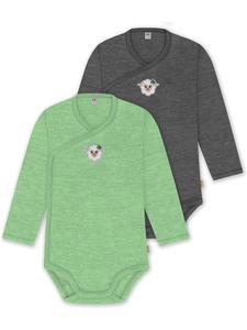 Normani Outdoor Sports Комплект из 2 органических детских боди с длинными рукавами, зелено-антрацитового цвета