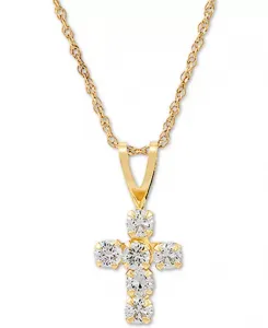Ожерелье с подвеской в виде креста из кубического циркония, 18 дюймов, из 14-каратного золота Macy'S, white