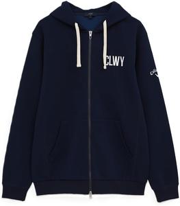 Мужская толстовка с капюшоном Callaway C25217102, универсальная толстовка, в университетском стиле, с логотипом, двойной вязки Kanoko, на молнии, для игры в гольф, темно-синий