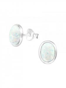 Alexander York Серьги-гвоздики OPAL Snow из серебра 925 пробы, комплект из 2 штук