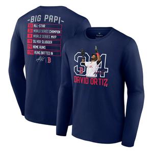 Мужская футболка с длинным рукавом Fanatics Branded David Ortiz Navy Boston Red Sox Stats
