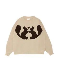 Свитер с интарсией в виде белки Ottod'Ame, бежевый