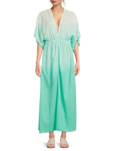 Платье макси из хлопка с эффектом омбре La Moda Clothing, цвет Teal