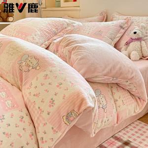 Yalu Пододеяльник 150х200 см из молочного вельвета, утепленный, цвет Patchwork Kitten