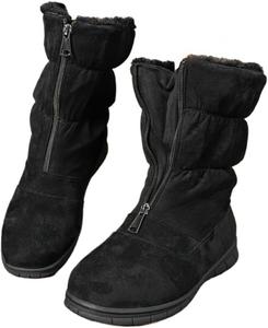 Женские зимние сапоги Faithgee до середины голени - с теплой флисовой подкладкой, мягкой подкладкой, противоскользящей резиновой подошвой, закрытым носком, стильные и удобные для активного отдыха на улице, Black