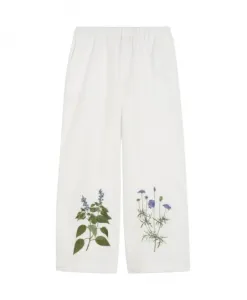 Белые широкие пижамные штаны с цветочным принтом Weekend Max Mara, белый