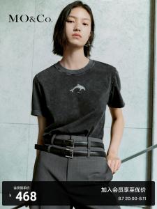 Футболка Moco 2024 с принтом, серо-зеленый