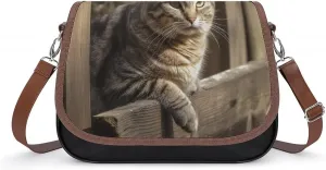 Сумка через плечо «Кот на деревянном заборе» для женщин, со съемными лямками и застежкой-молнией, кожаная сумка на плечо, женские сумочки, клатч.