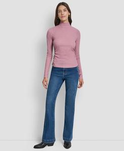 Женская футболка с высоким воротником и кружевной отделкой DKNY Jeans, Dusty Mauve
