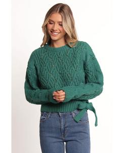 Женский вязаный свитер Birdie с завязками по бокам Petal and Pup, Emerald