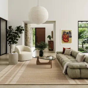 Ковер Virgo Striped Reversible Wool Area Rug nuLOOM, 183x274 см, бежевый