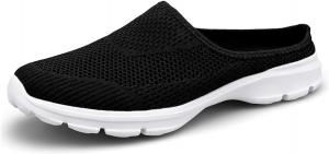 Женские мюли 2025 года садовые сабо, кроссовки на слипоне с поддержкой свода стопы, ортопедические туфли, без задника, сабо армадилло, летние вязаные балетки, легкие, дышащие, удобные для ходьбы Baimiu, черный