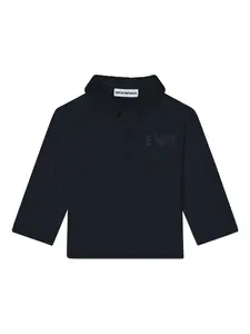 Поло с длинными рукавами и логотипом Emporio Armani Kids, синий