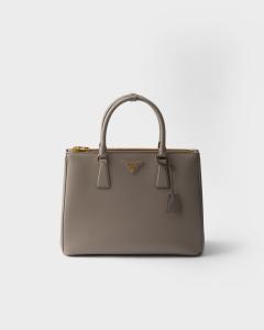 Большая сумка Prada Galleria из сафьяновой кожи, серый