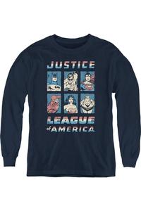Футболка с длинным рукавом для подростков Justice League of America American League Gildan, темно-синий