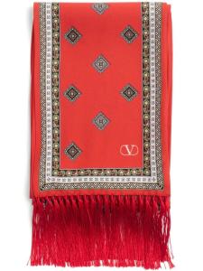 Шарф с геометричным принтом Valentino Garavani, красный