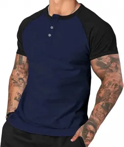 Футболка Henley с коротким рукавом реглан и цветными блоками