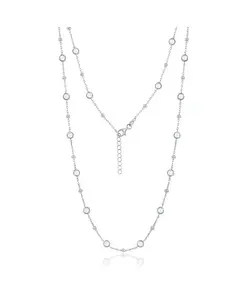 Ожерелье из стерлингового серебра с фианитами и бусинами (белого, зеленого, синего или красного цвета) Simona, white