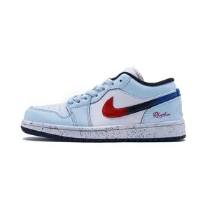 Jordan Кроссовки Air 1 Red Black Foam Blue устойчивые к истиранию низкие винтажные баскетбольные unisex light blue