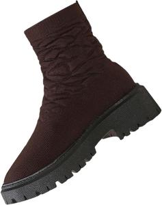 Женская мода: короткие ботинки Fly Weave с сеткой, толстой подошвой и низким каблуком, средние по голенище, темные ковбойские ботинки Generic, Coffee