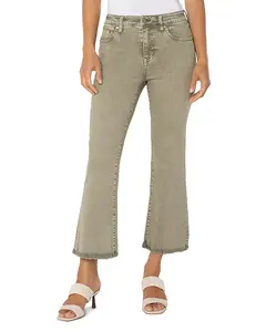 Джинсы Hannah с высокой посадкой, укороченные, расклешенные, цвет «минеральный лавр оливковый». Liverpool Los Angeles, зеленый