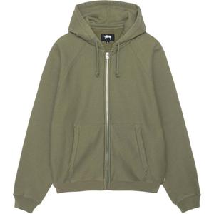 Флисовая худи с регланной молнией Stussy, оливковый