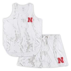 Женский белый сет Nebraska Huskers plus size: топ и шорты Profile